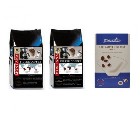 Montana Premium Filtre Kahve 1 Kg- 2 X 500 Gr + Filtre Kağıt 2 No