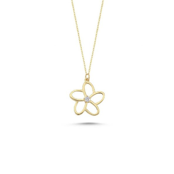 14 Ayar Altın Tektaş Papatya Kolye ürün görseli