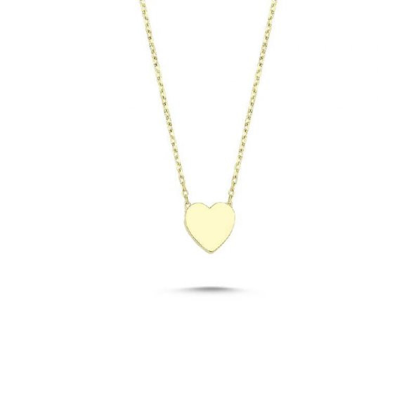 14k Altın Sade Kalp Kolye - Resim 2