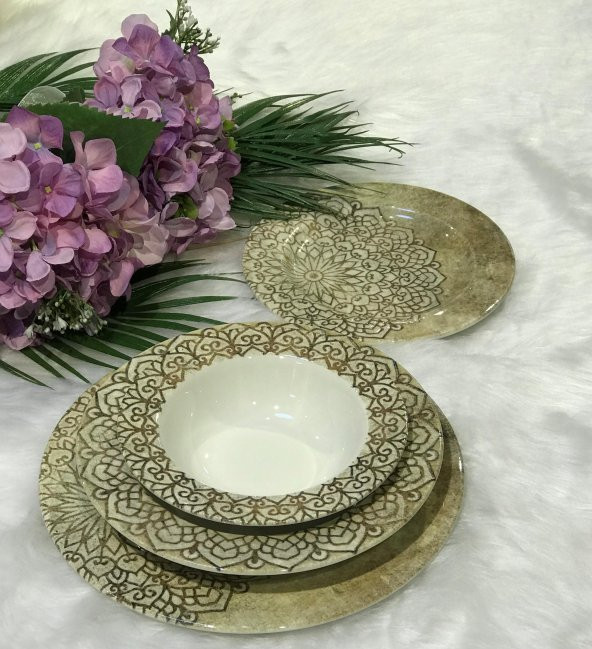Gravürlü Desen 24 Prç. Yemek Tkm