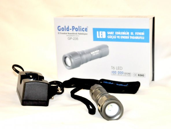 Gold Police GD 235 Led Şarz Edilebilir El Feneri