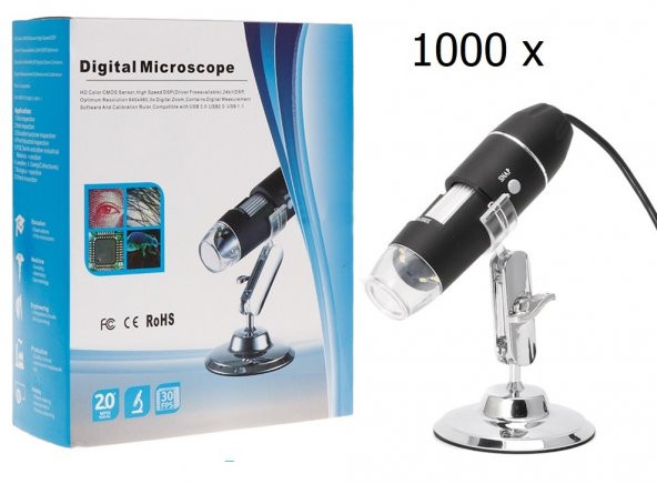 Digital Microscope USB 8 LED 1000X 2MP Borescope Büyüteç Video Kamera- Dijital Mikroskop