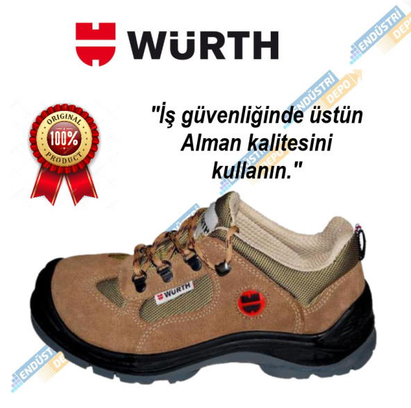 Würth S1-P Boğazsız İş Güvenliği Ayakkabısı Süet Bej 41 Numara