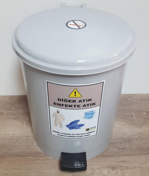 Maske eldiven ve tek kullanımlık tulum atık kovası 15 lt - 2