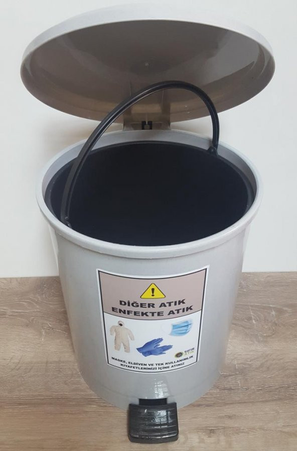 Maske eldiven ve tek kullanımlık tulum atık kovası 15 lt - 3