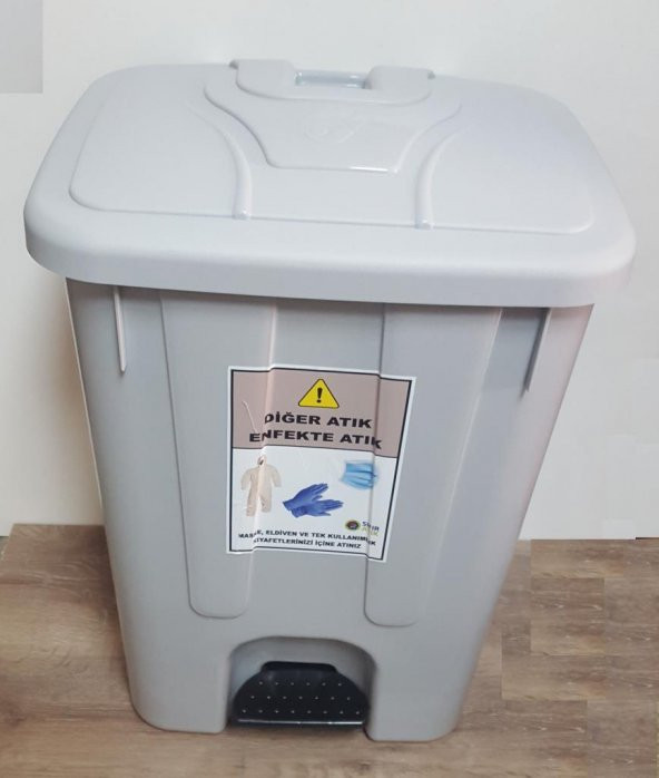 Maske eldiven tek kullanımlık tulum atık kovası 65 lt pedallı - 3