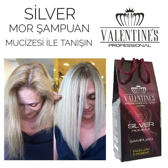 Silver pigment mor şampuan. Valentines profesyonel 500ml.