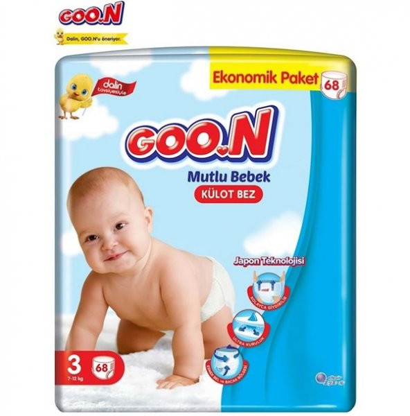 Goon Mutlu Bebek 3 Numara Külot Bez 7-12 kg Ekonomik Paket 68 Adet
