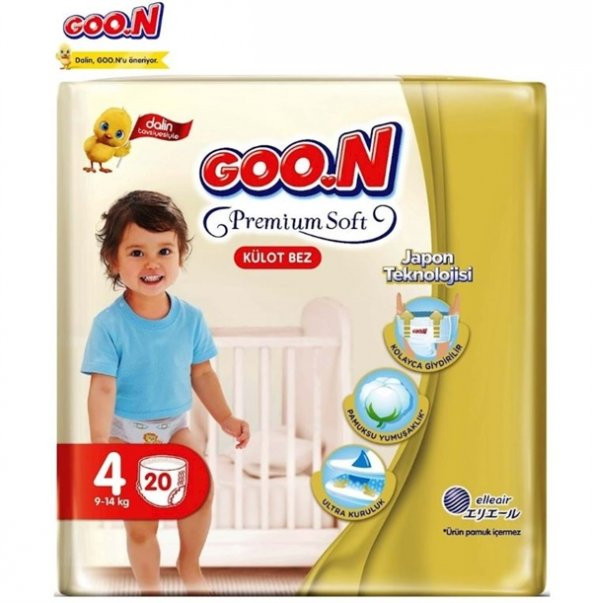 Goon Premium Soft 4 Numara Külot Bez 9-14 kg İkiz Paket 20 Adet