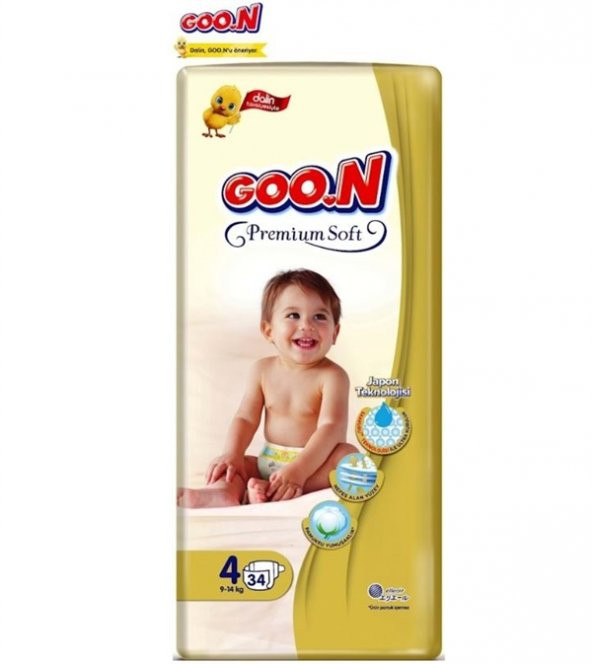 Goon Premium Soft 4 Numara Bebek Bezi 9-14 kg Jumbo Paket 34 Adet