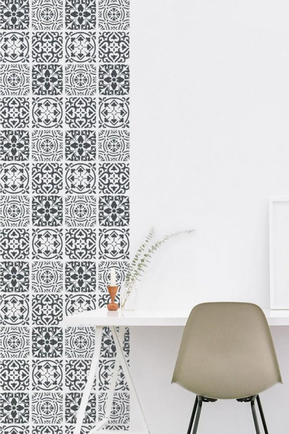 Karo1 Stencil Boyama şablonu 30x30 cm, Duvar Stencil, Fayans Stencil, Mobilya Stencil - 2