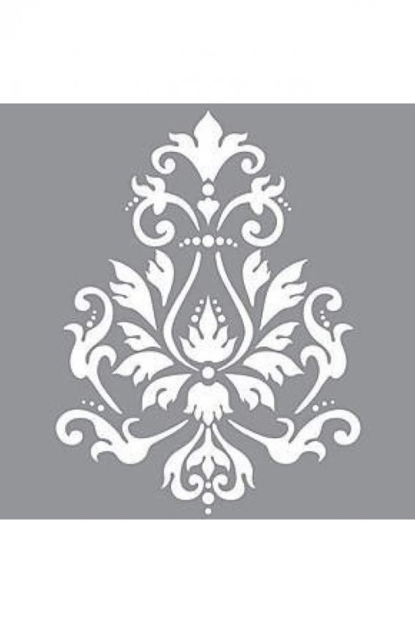Damask 15 Stencil Boyama şablonu 30x30 cm, Duvar Stencil, Fayans Stencil, Mobilya Stencil - 2