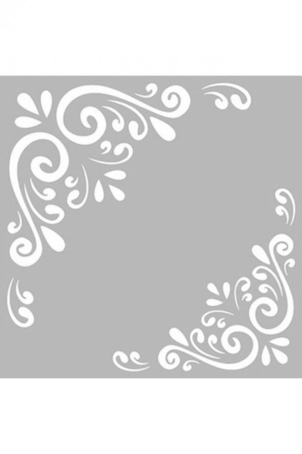Köşe Damask Stencil Boyama şablonu 30x30 cm, Duvar Stencil, Fayans Stencil, Mobilya Stencil - 3