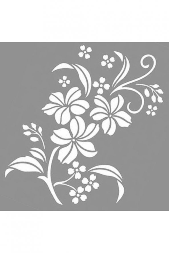 Çiçek Desen Stencil Boyama şablonu 30x30 cm, Duvar Stencil, Fayans Stencil, Mobilya Stencil - 3