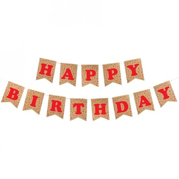 Happy Birthday Kraft Zemin Kırmızı Harf Afiş