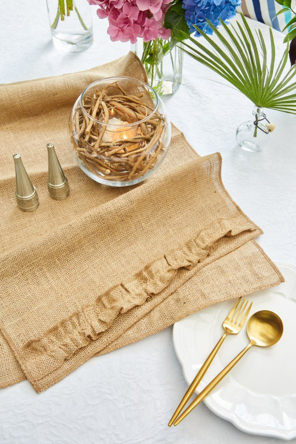 Fırfırlı El Yapımı Jüt Runner 45*150