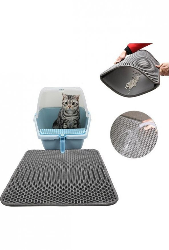 Elekli Kedi Tuvaleti Önü Paspası - Gri