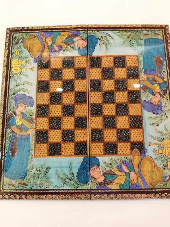 Iran el sanatı Hatem Tavla ve Satranç (Minyatür) - 8