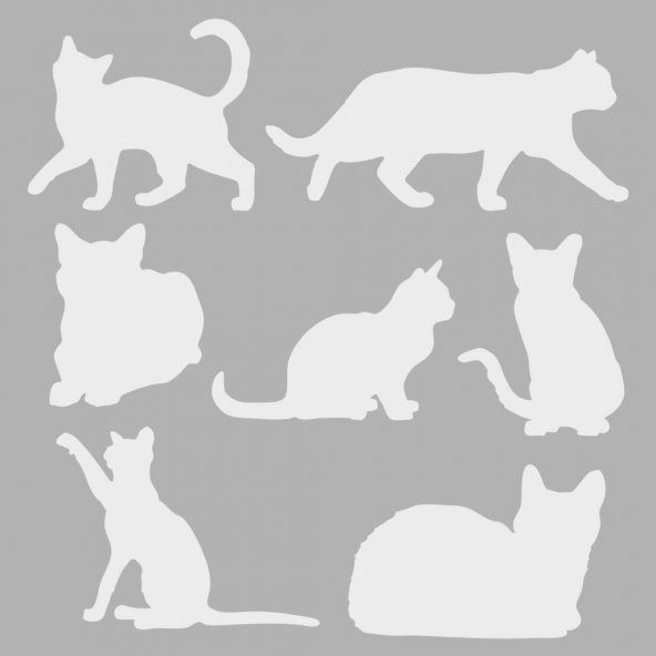 Kediler Stencil Boyama şablonu 30x30 cm, Duvar Stencil, Fayans Stencil, Mobilya Stencil - 2