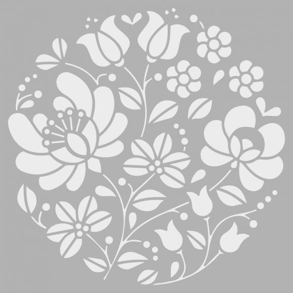 Çiçek 2 Stencil Boyama şablonu 30x30 cm, Duvar Stencil, Fayans Stencil, Mobilya Stencil - 2