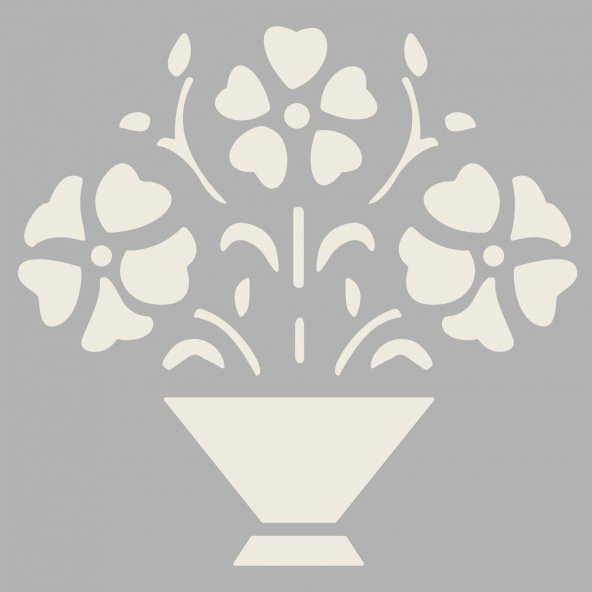 Saksıda Çiçek 3 Stencil Boyama şablonu 30x30 cm, Duvar Stencil, Fayans Stencil, Mobilya Stencil - 2