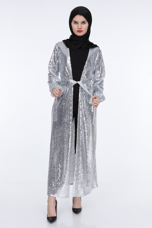 Jamila-Payetli Abaya-Gümüş