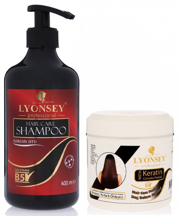 Lyonsey Isırgan Otu Özlü Şampuan 400 ml + Keratin Komplex Saç Maskesi 500 ml