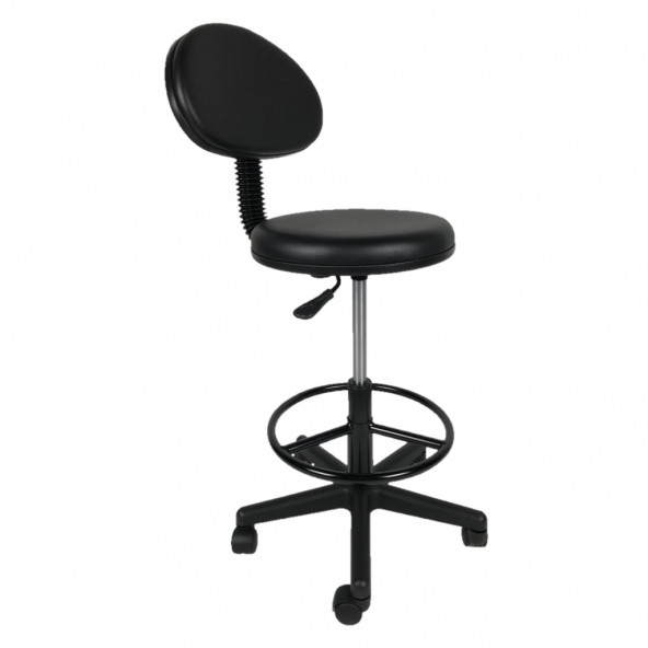 Goldsit Mega Tam Çemberli Sırtlı Tabure 200 P (Siyah Deri)