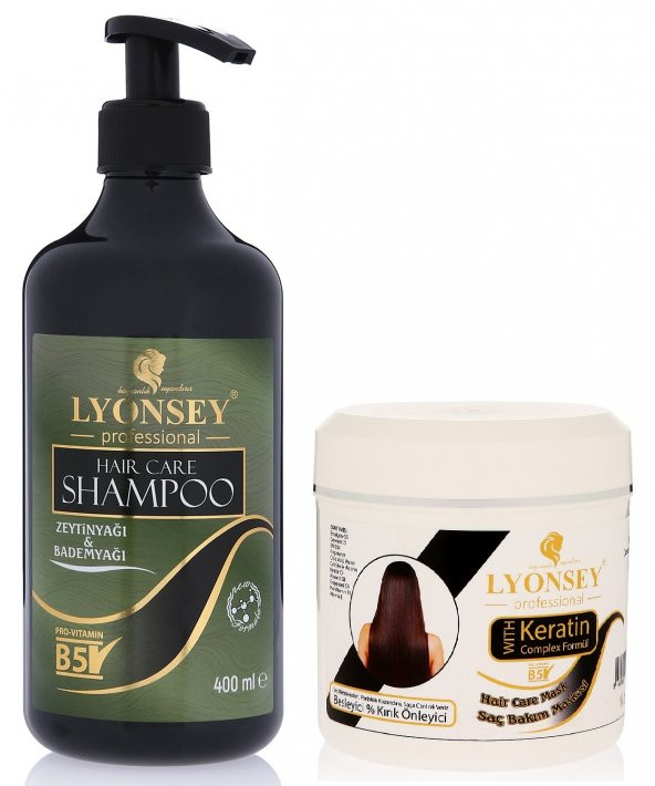Lyonsey Zeytinyağı&Bademyağı Özlü Şampuan + Keratin Komplex Saç Maskesi 500 ml