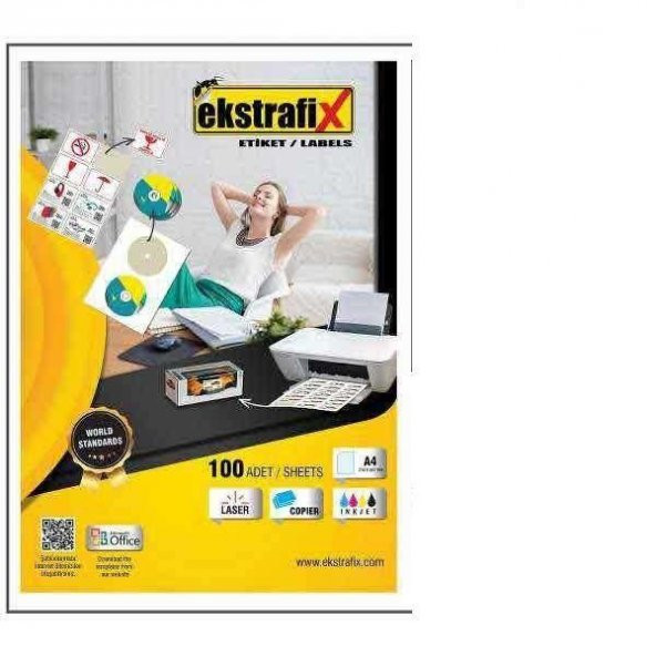 Ekstrafix Lazer Etiket 100 YP 105x56 Laser-Copy-Inkjet FİX-5510
