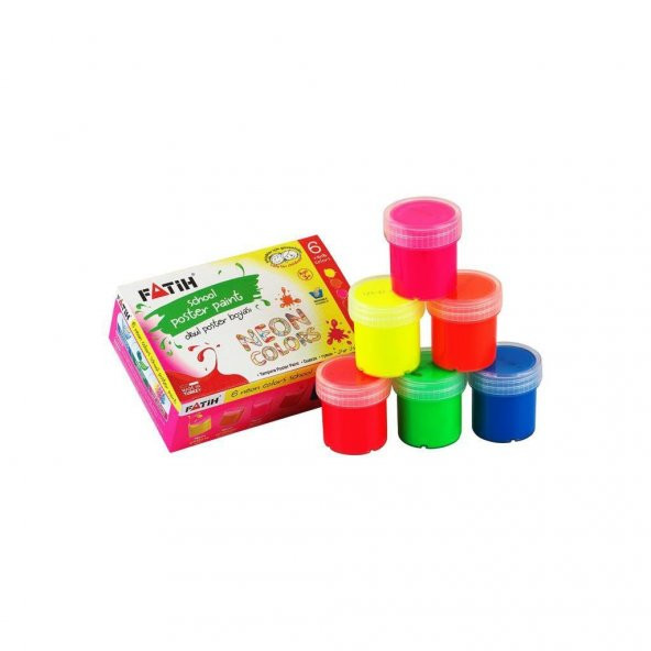 Fatih Guaj Boyası Neon 6 Renk 6x25=150 ML