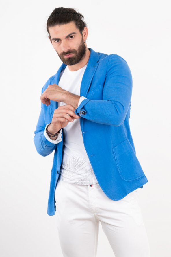 OWEN KETEN SLİMFİT TEK ÇEKET - 4