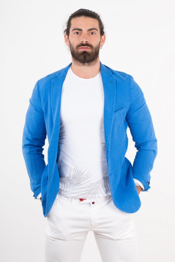 OWEN KETEN SLİMFİT TEK ÇEKET - 5