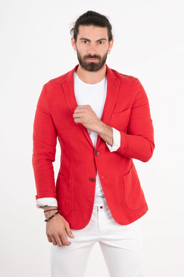OWEN KETEN SLİMFİT TEK ÇEKET - 6