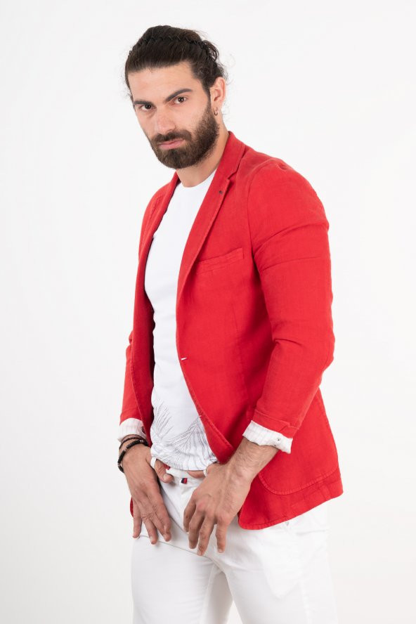 OWEN KETEN SLİMFİT TEK ÇEKET - 7