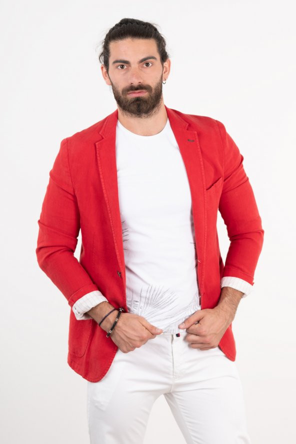 OWEN KETEN SLİMFİT TEK ÇEKET - 8