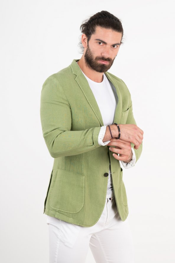 OWEN KETEN SLİMFİT TEK ÇEKET - 10
