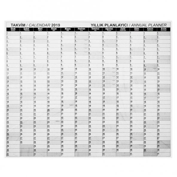 Panda 2019 Takvim Planlayıcı 120x100 CM