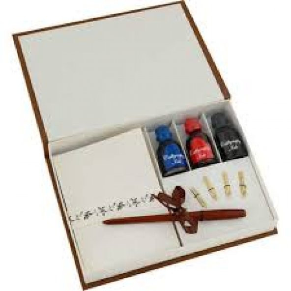 Steelpen Calligraphy Pen Set Ahşap & Zarflı Ve 3 Renk Mürekkep Cs-1228  Steelpen Calligraphy Pen Set Ahşap&Zarflı Ve 3 Renk Mürekkep
