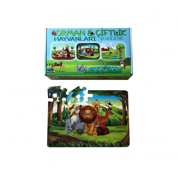 Çocuklar İçin Eğitici Orman ve Çiftlik Hayvanları Puzzle 30 parça