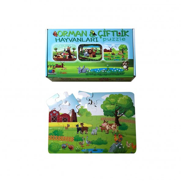 Çocuklar İçin Eğitici Orman ve Çiftlik Hayvanları Puzzle 30 parça