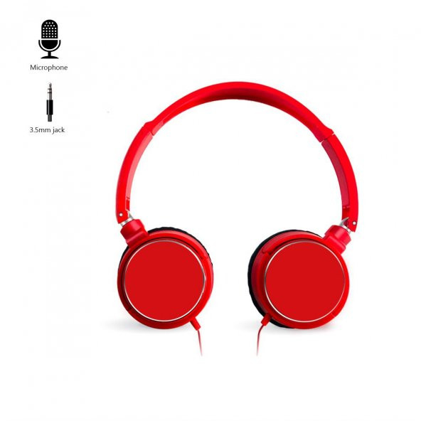 Linkage Kablolu Kulaküstü Mikrofonlu Pi̇lot Kulaklik Kırmızı kırmızı