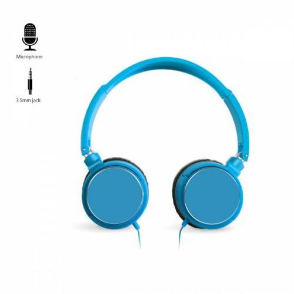 Linkage Kablolu Kulaküstü Mikrofonlu Pi̇lot Kulaklik Mavi mavi