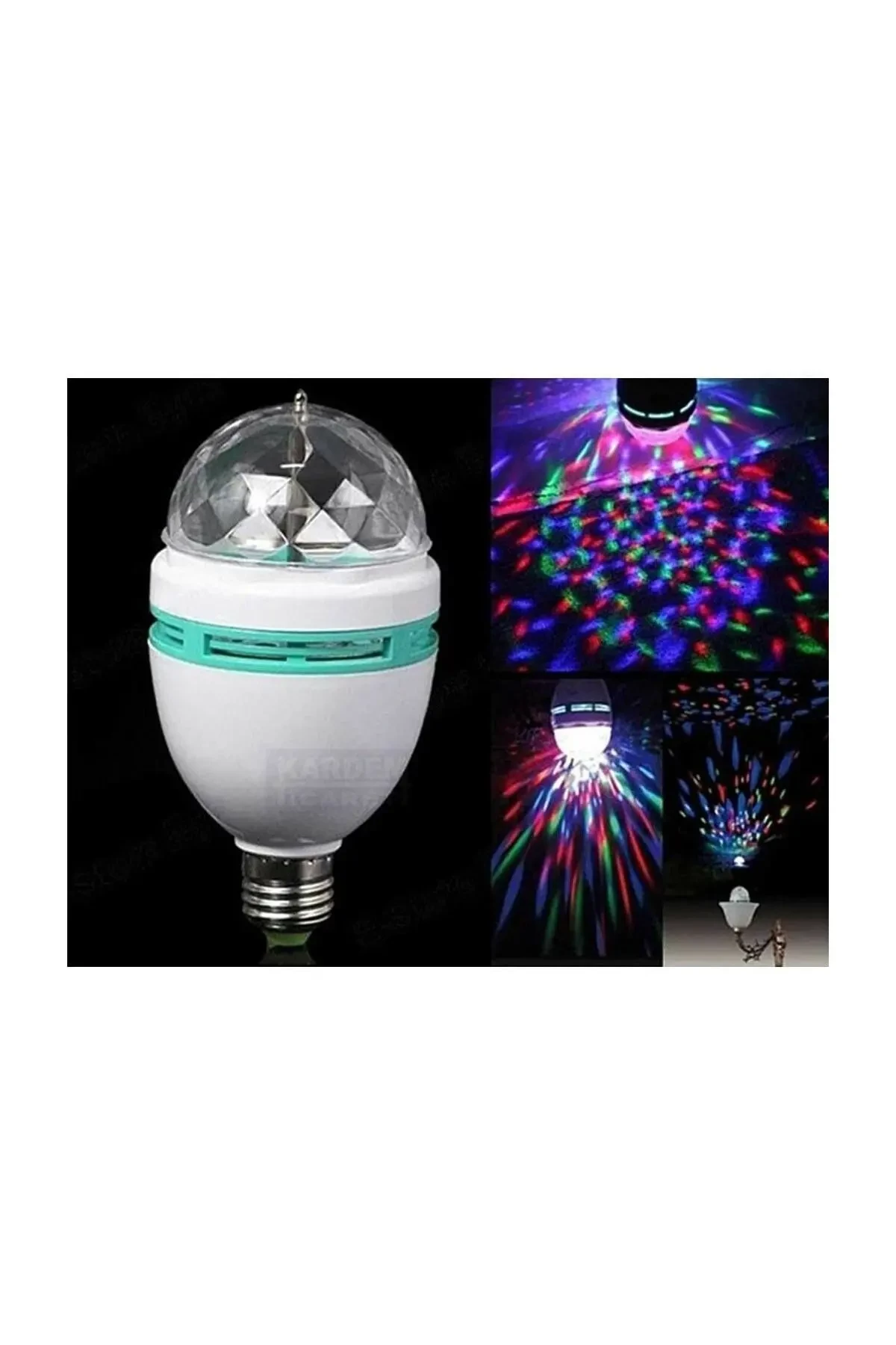 Renkli LED Döner Başlıklı Disko Ampul Gece Lambası