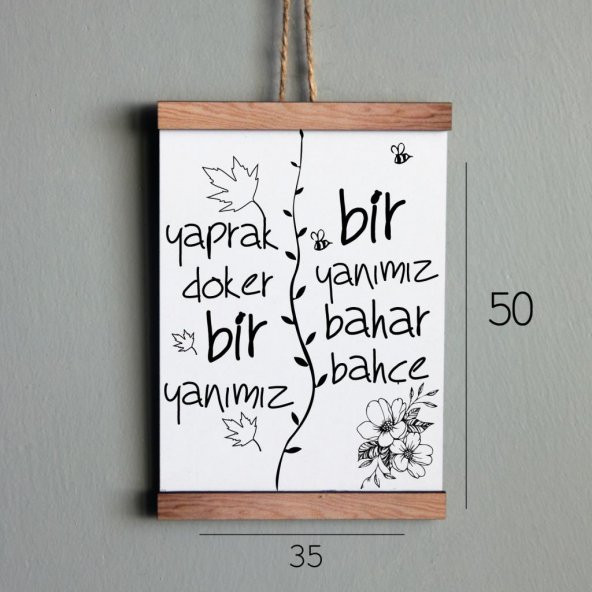 Ahşap Tablo Duvar Süsü Yaprak Döker Bir Yanımız - 2