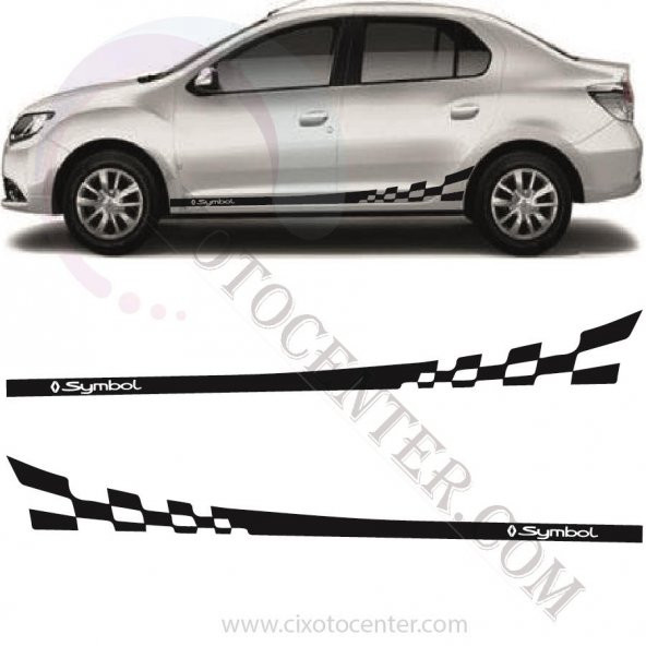Renault Symbol Damalı Yan Şerit Sticker