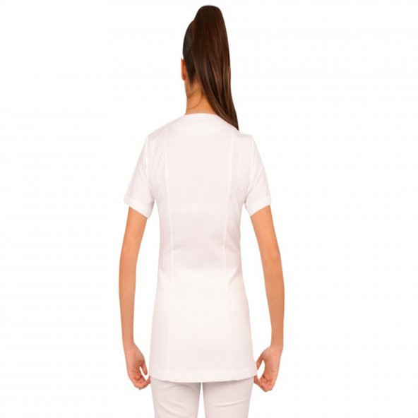 Dr Hemşire Beyaz Yandan Cıtlı Üst Alpaka Uniforma - 2