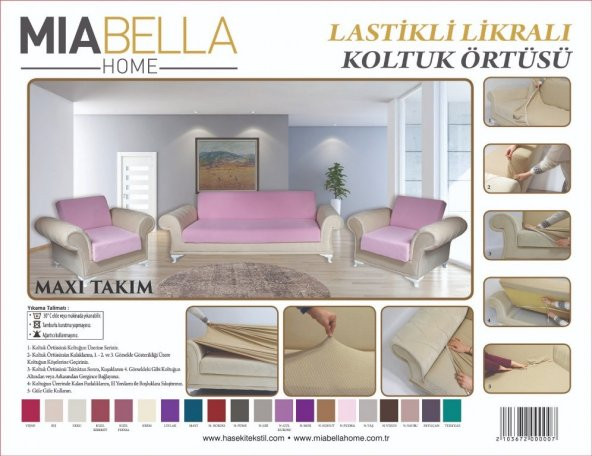 Miabella Home Lastikli Likralı Koltuk Örtüsü Maxi Takım - 1