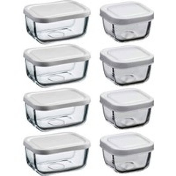Paşabahçe Snowbox 8 Li Saklama Kabı Beyaz Kapaklı