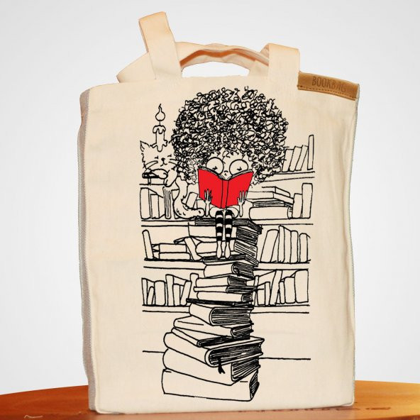 Bookbag Curly Doğal Keten çanta